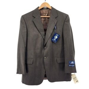 NWT Stafford Traveler Plus Blazer Men's 42S Brown Olive Worsted Wool Two Button